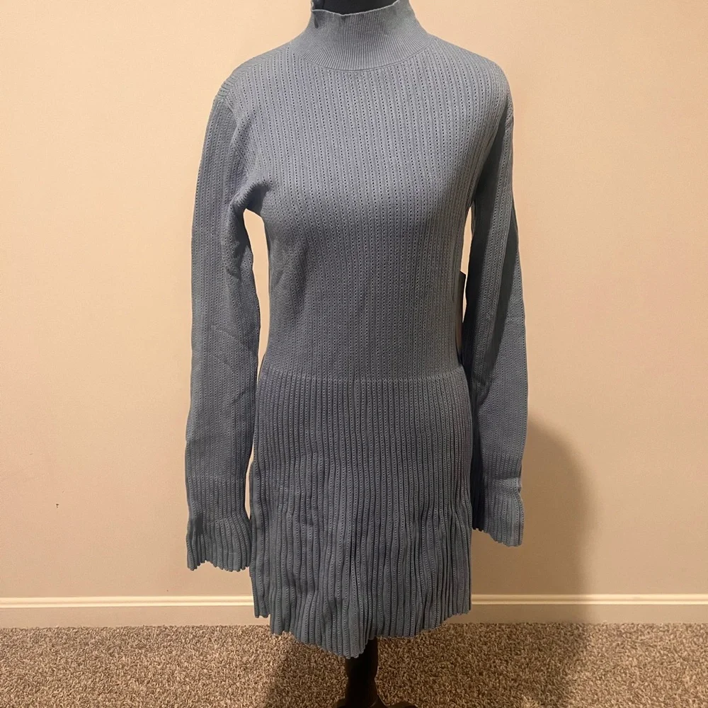Lulu's Slate Blue Ribbed Mini Dress - Picture 5 of 5